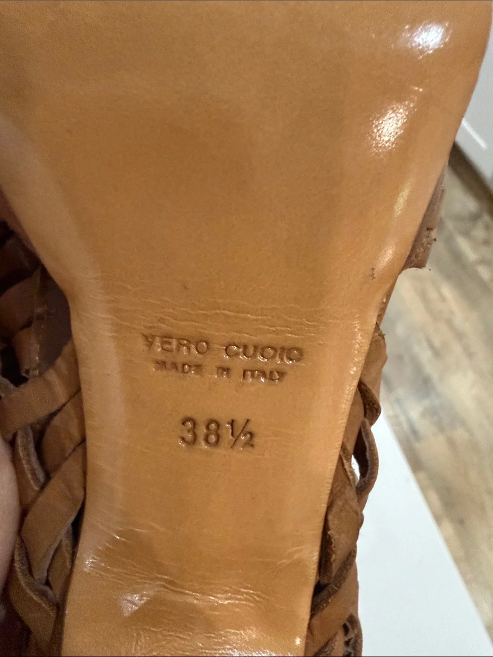 Barneys co-op Tan Woven Leather High Heel Sandals
